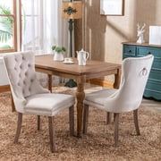 LUCKHAO Upholstered Dining Chairs Set of 2, Modern Velvet Dining Room Chairs with Nailhead Trim and Solid Wood Legs, High Back Kitchen Chairs for Dining Room, Living Room and Bedroom