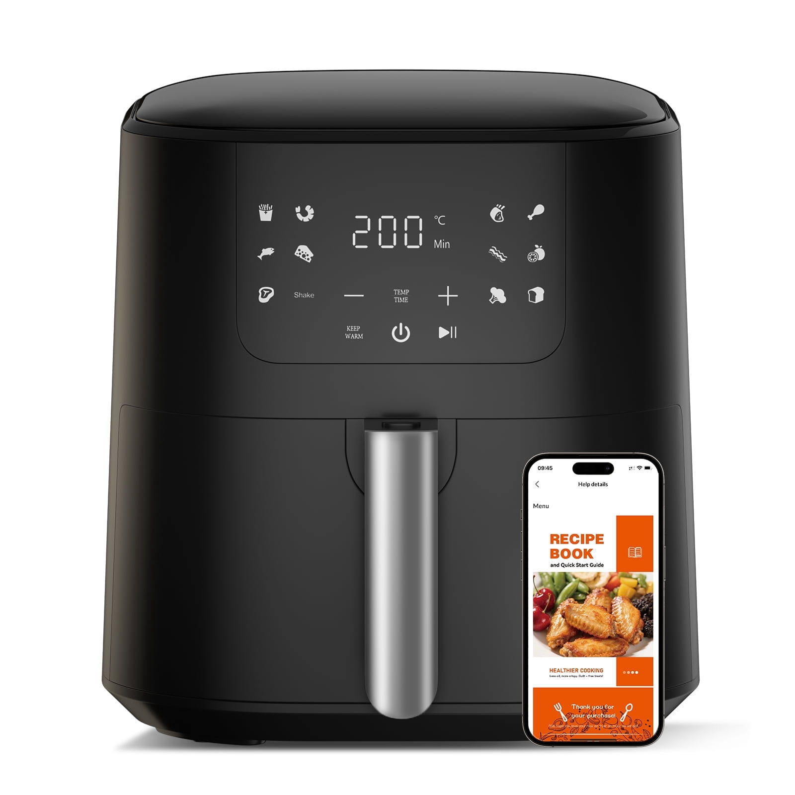 LUCKLIFE 5.28 Qt Capacity Air Fryer with Shake Remind  , 11 Presets Fry Touch Panel , Max 400F for Cooking,Black
