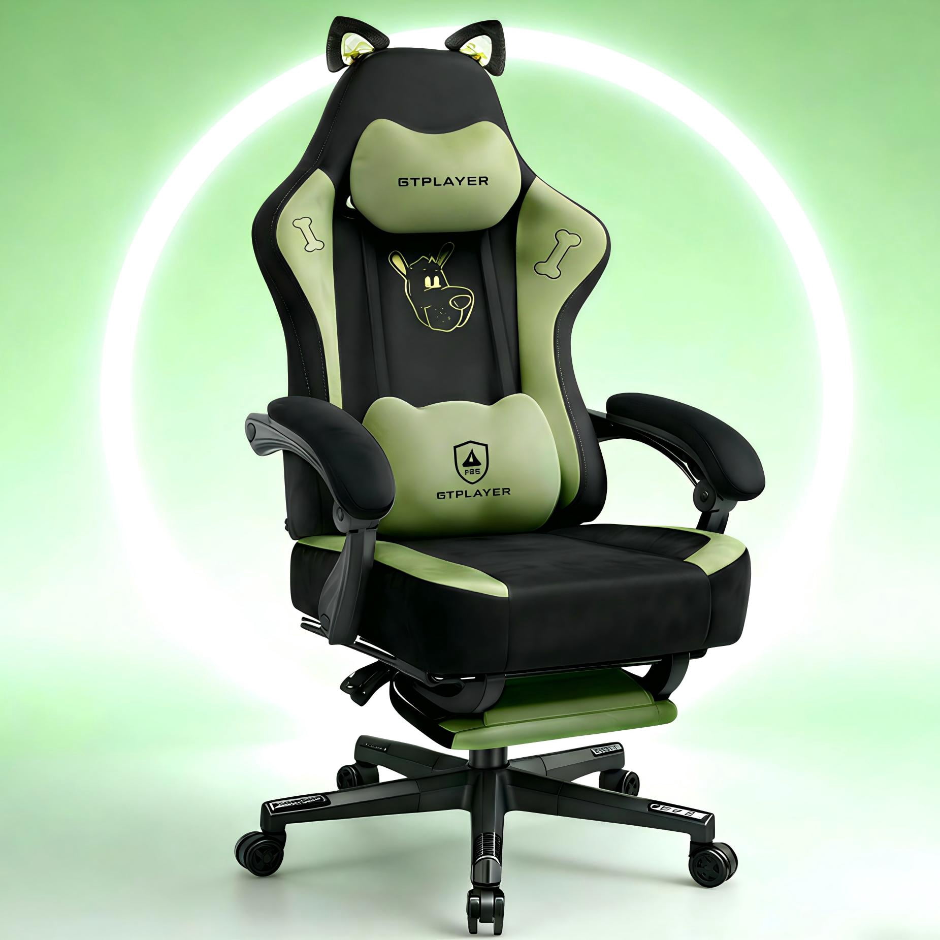 LUCKLIFE Cute Gaming Chair with Cat Paw,Computer Chair with Footrest, Reclining PC Game Chair for Girl, Teen