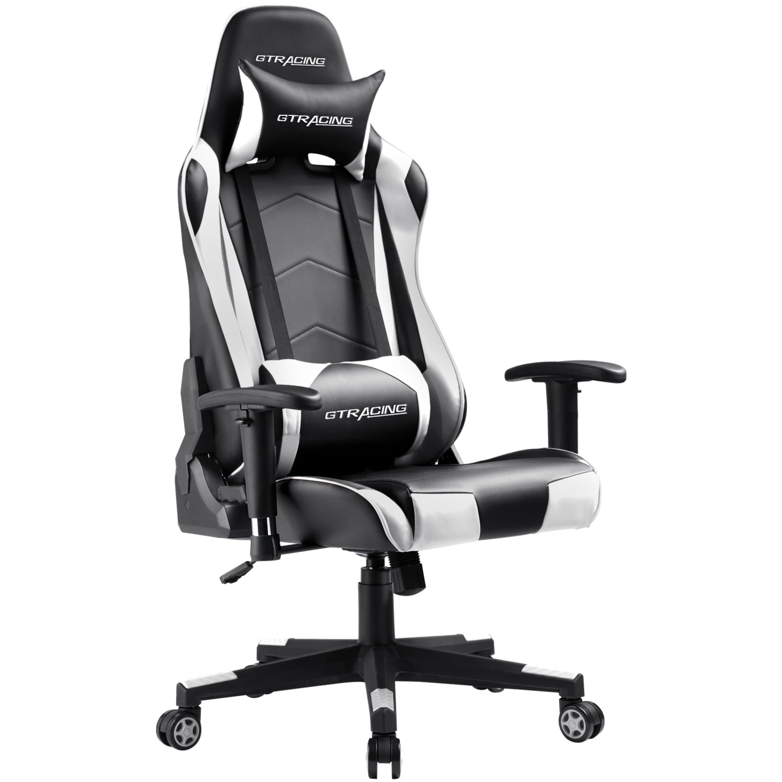 Lucklife Blue Gaming Chair Ergonomic Triple Back Support Breathable Leather Reclining Rocking Computer Chair