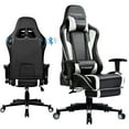thumbnail image 1 of LUCKLIFE Gaming Chair with Bluetooth Speakers and Footrest High Back PU Leather Office Chair, White, 1 of 6