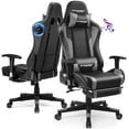 thumbnail image 1 of LUCKLIFE Gaming Chair with Speakers Bluetooth and Footrest in Home PU Leather Office Chair, Gray, 1 of 9