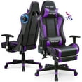 thumbnail image 1 of LUCKLIFE Gaming Chair with Speakers Bluetooth and Footrest in Home PU Leather Office Chair, Purple, 1 of 8