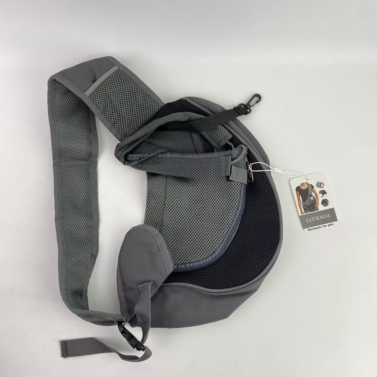 LUCKMAL Backpacks for pets,Pet Sling Carrier for Small Dogs & Cats – Hands-Free Puppy Carrier with Safety Hook, Large Zipper Pocket, Soft Breathable Mesh, Adjustable Strap & Reflective Strip