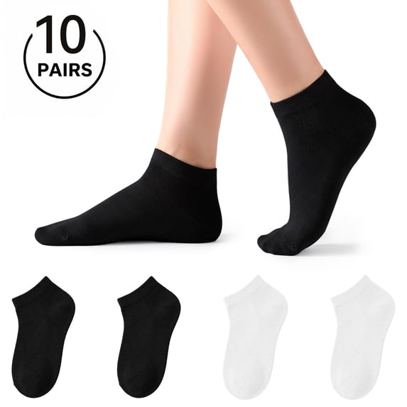 LUCKMEEY 10-Pack Cotton Ankle Socks for Women Soft Socks Size 5-11