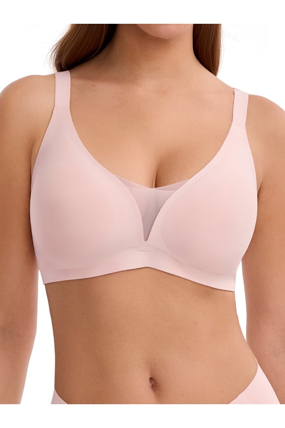 Deep V Seamless Bras for Women Cross-Back Straps Full Coverage Soft Wireless Bra