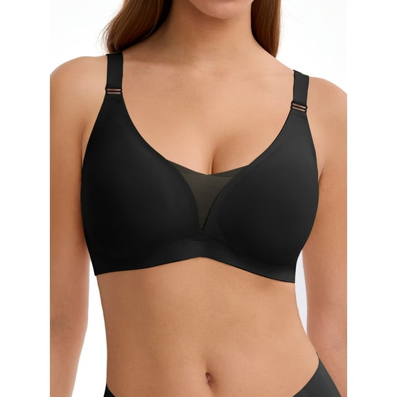 LUCKMEEY Deep V Wireless Bras for Women Seamless Full Coverage Push Up Everyday Bra S-3XL