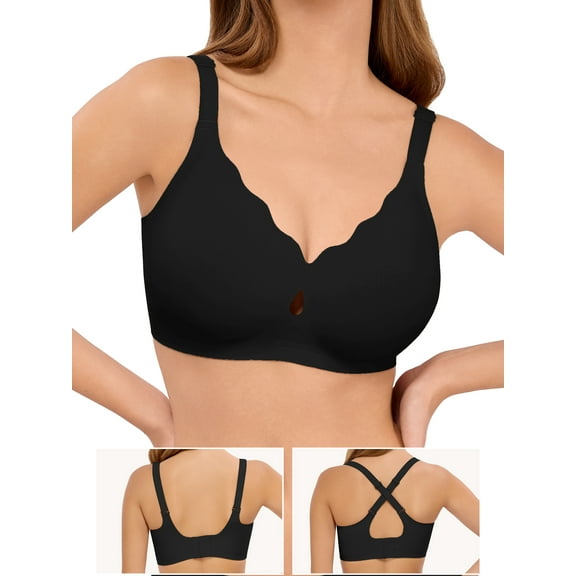 LUCKMEEY Seamless Bras for Women Wireless Full Coverage Bralettes Comfortable Wirefree Bra S-3XL