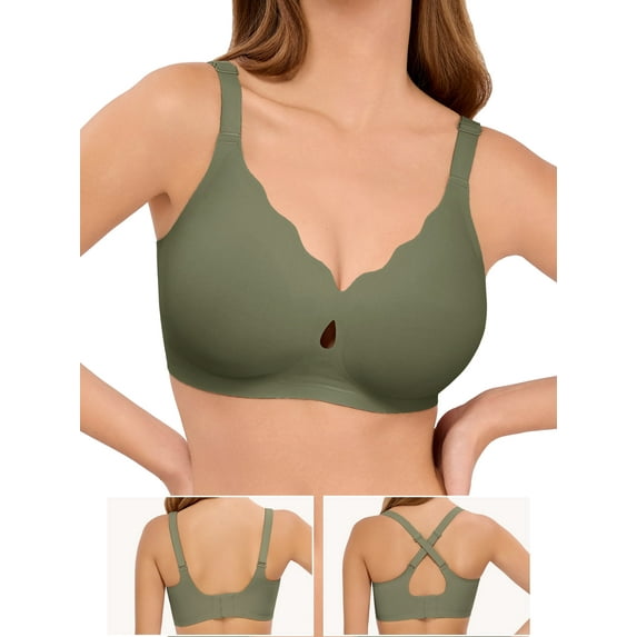 LUCKMEEY Seamless Bras for Women Wireless Full Coverage Bralettes Comfortable Wirefree Bra S-3XL