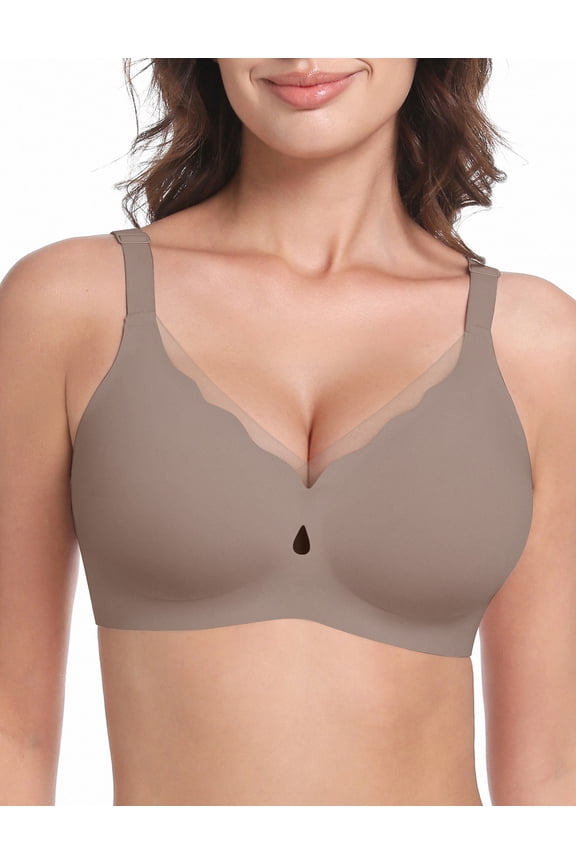Wireless Mesh Bras for Women Seamless Full Coverage Push up Bra Plus Size