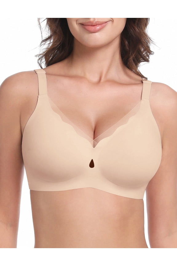 Wireless Mesh Bras for Women Seamless Full Coverage Push up Bra Plus Size