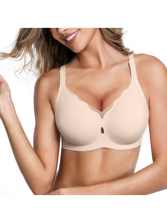 Wireless Mesh Bras for Women Seamless Full Coverage Push up Bra Plus Size