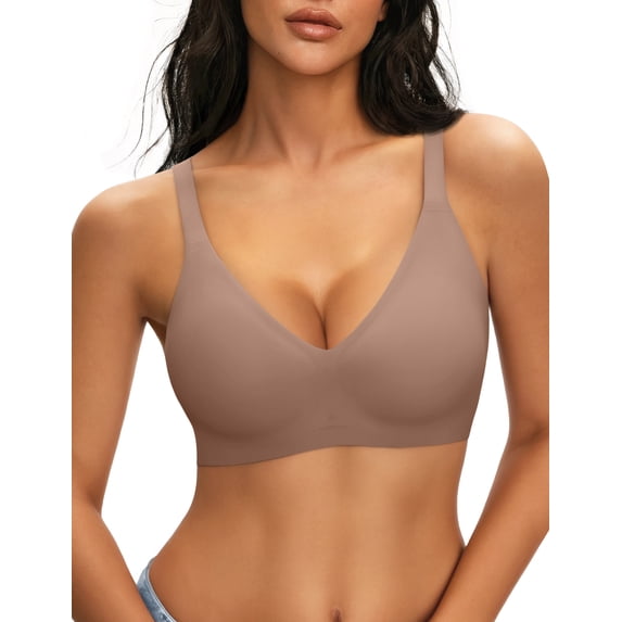 LUCKMEEY Women Deep V Plunge Seamless Wireless Support Convertible Bralette