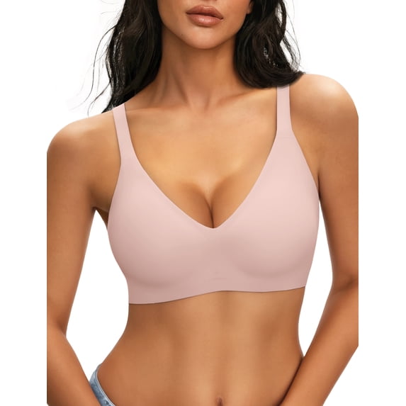 LUCKMEEY Women Deep V Plunge Seamless Wireless Support Convertible Bralette