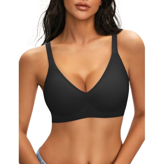 LUCKMEEY Women Deep V Plunge Seamless Wireless Support Convertible Bralette