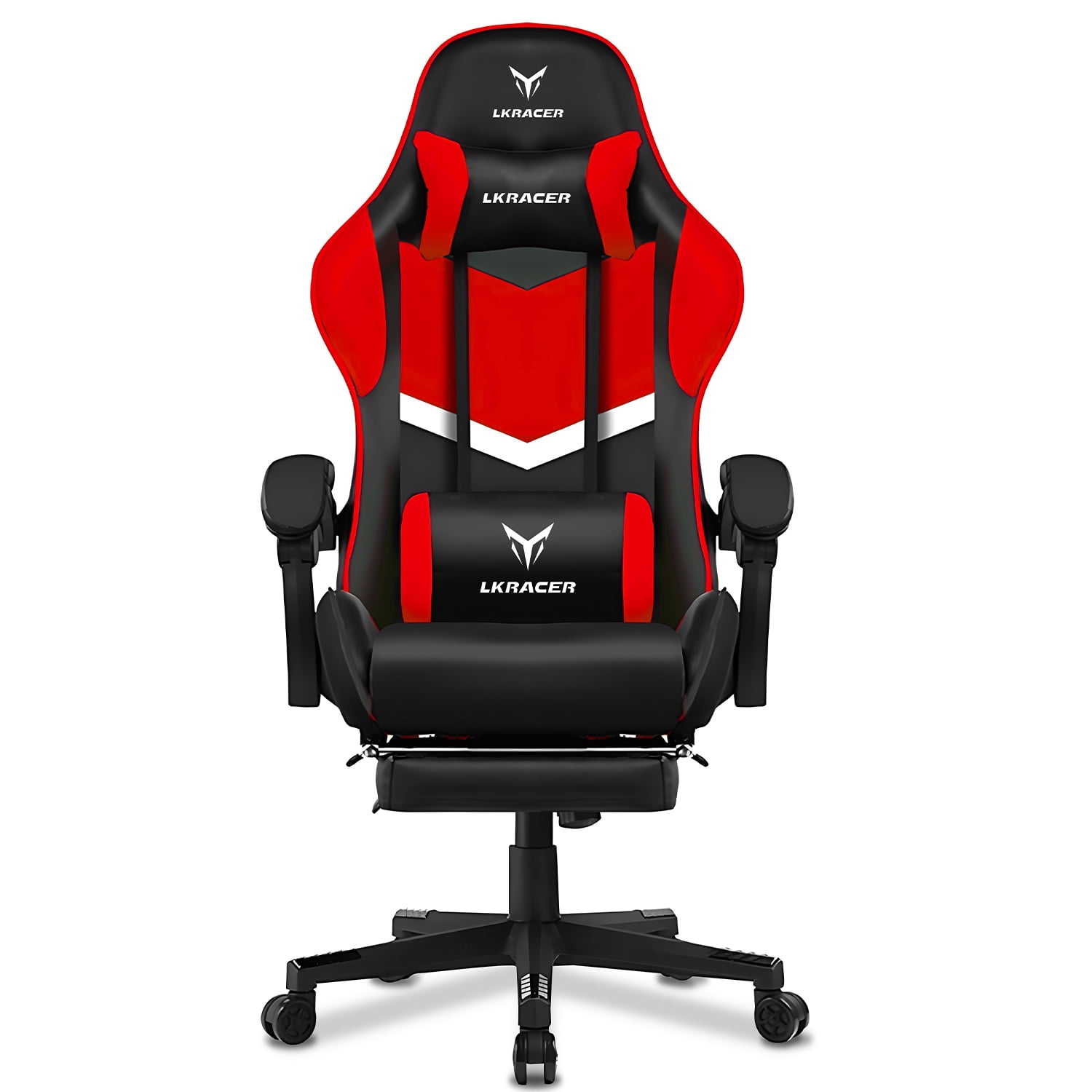 LUCKRACER Gaming Chair PU Leather Office Chair with Foorest Linkage Armrests Blue Walmart