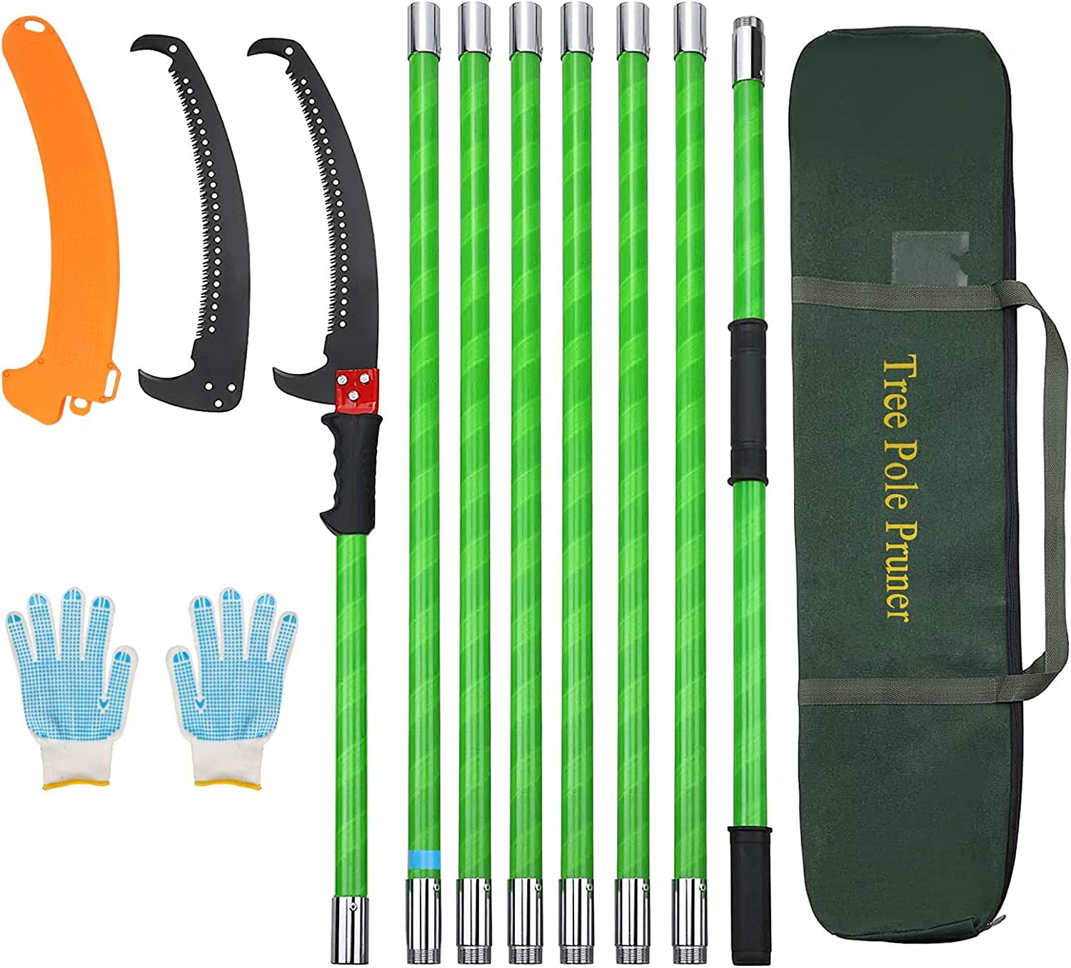 LUCKUP 26Ft Extendable Pole Saw, Durable Alloy Steel Blade, Rubber Grip