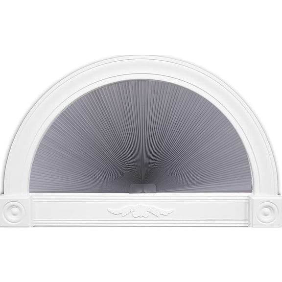 LUCKUP Arch Window Shades Half Circle Blackout Cellular Pleated Blinds Dual Color Semi Circular Honeycomb Windows Curtains for Half Moon Round Windows, Easy Cut and Install 36" W x 72" H, Grey-White