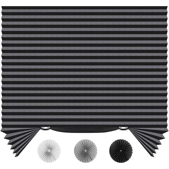 LUCKUP Cordless Blackout Pleated Fabric Windows Shade, 3 Pack, 48"Wx72"L