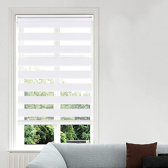 LUCKUP Cordless Light Filtering Polyester Window Shade, White, 36" x 72"