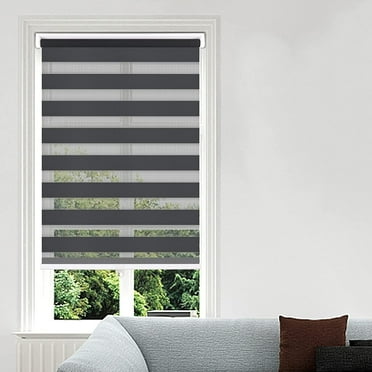 LUCKUP Cordless Light Filtering Polyester Window Shade, Black, 20" x 72"