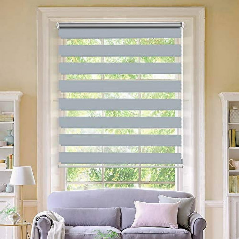 LUCKUP Horizontal Window Shade Blind Zebra Dual Roller Blinds Day and Night  Blinds Curtainsï¼Å'Easy to Install 27.6 x 59, White : : Home &  Kitchen