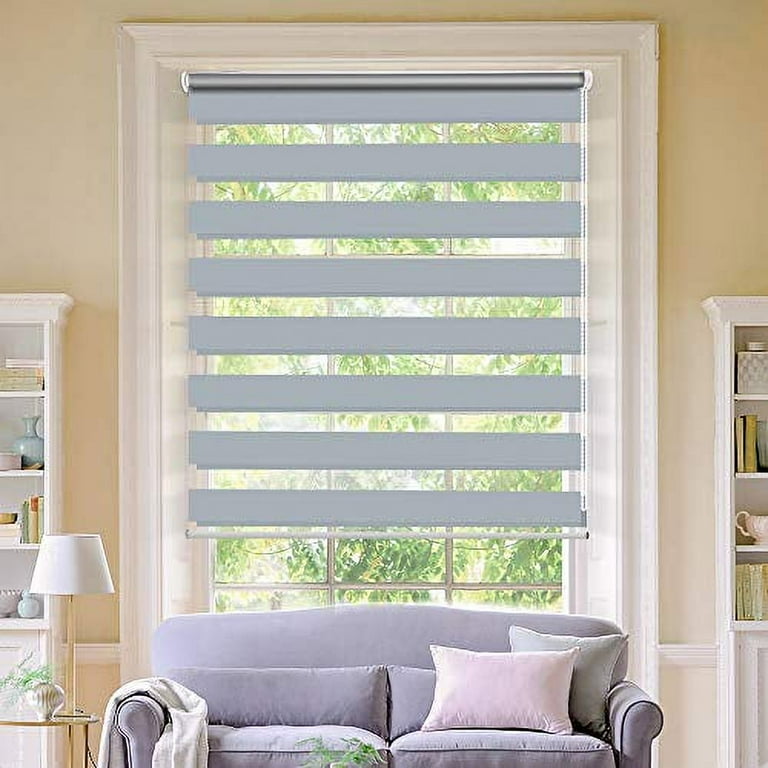 LUCKUP Horizontal Window Shade Blind Zebra Dual Roller Blinds Day and Night  Blinds Curtainsï¼Å'Easy to Install 27.6 x 59, White : : Home &  Kitchen