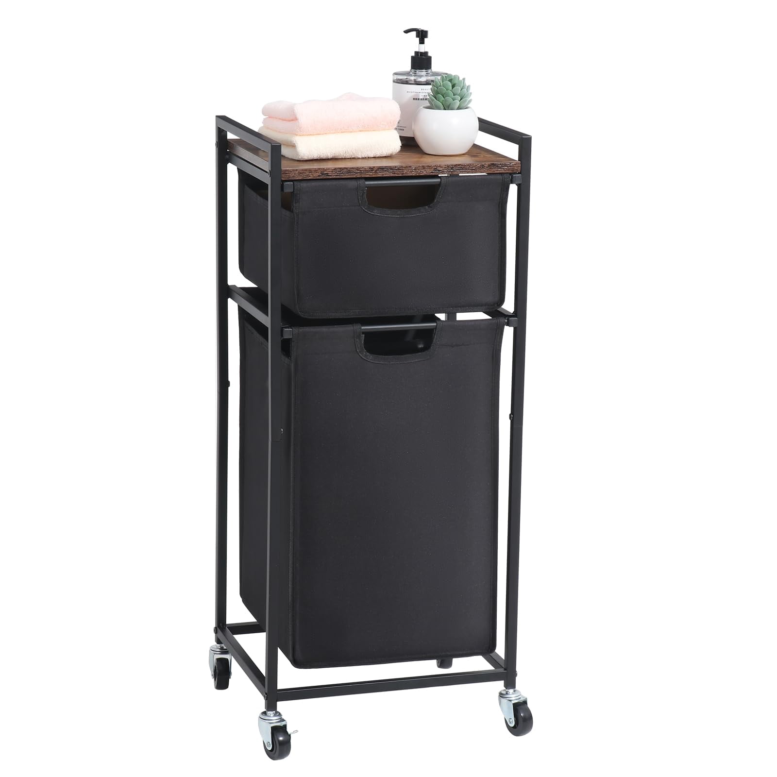 LUCKUP Laundry Hamper with Shelf, Laundry Sorter 2 Section with ...