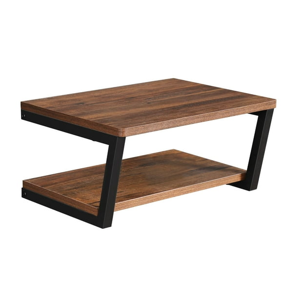 LUCKUP Wall Mounted Floating Wall Shelves, 2 Shelves Wood with Metal Steel Frame Projector Shelf, AV Media Stand, Entertainment Center, Strengthened Metal Steel Frame