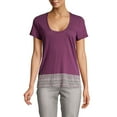 thumbnail image 1 of LUCKY BRAND $39 Womens New Purple Scoop Neck Short Sleeve Casual Top XS B+B, 1 of 2