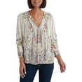 thumbnail image 1 of LUCKY BRAND $89 Womens New White Floral V Neck Long Sleeve Blouse Top XS B+B, 1 of 2