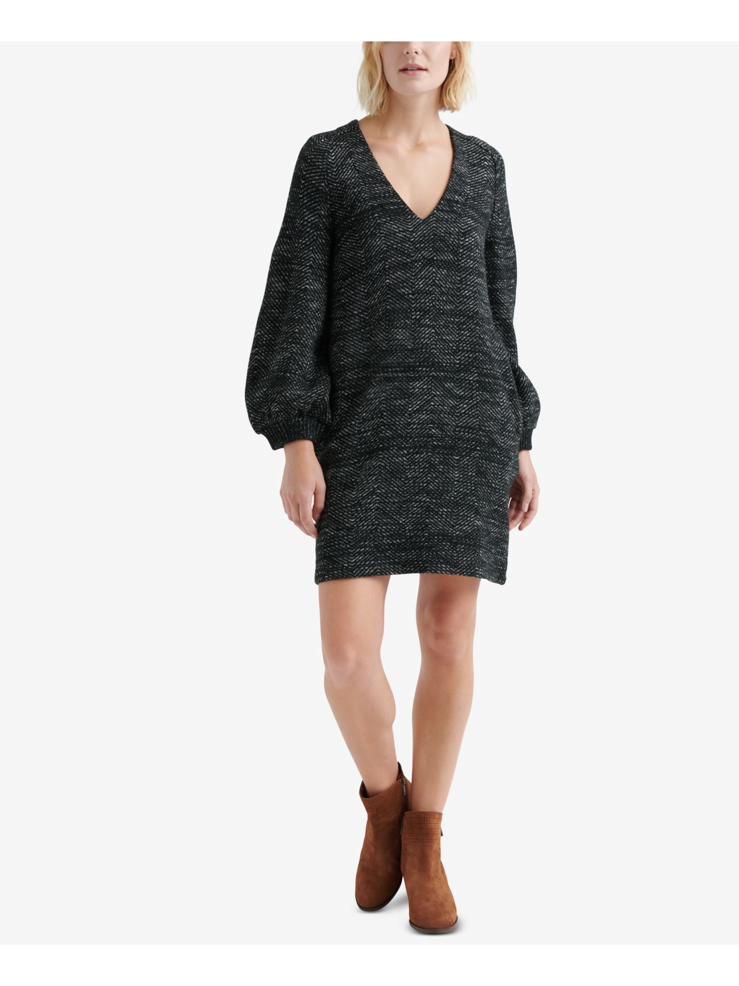 LUCKY BRAND $99 Womens New 1309 Black Blouson Sleeve Knit Sweater Dress XS B+B - Walmart.com LUCKY BRAND $99 Womens New 1309 Black Blouson Sleeve Knit Sweater Dress XS B+B - Walmart.com