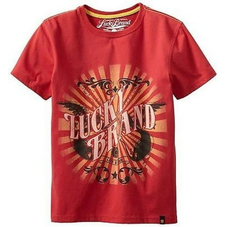LUCKY BRAND BOYS SHIRT - RED PRINTED SZ MEDIUM 10 12 - TOP TEE GRAPHIC KIDS