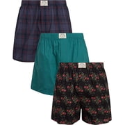 LUCKY BRAND MEN WOVEN X3 - 223 BLACK ROSE SMALL - UNDERWEAR 3 PACK BOXER P263