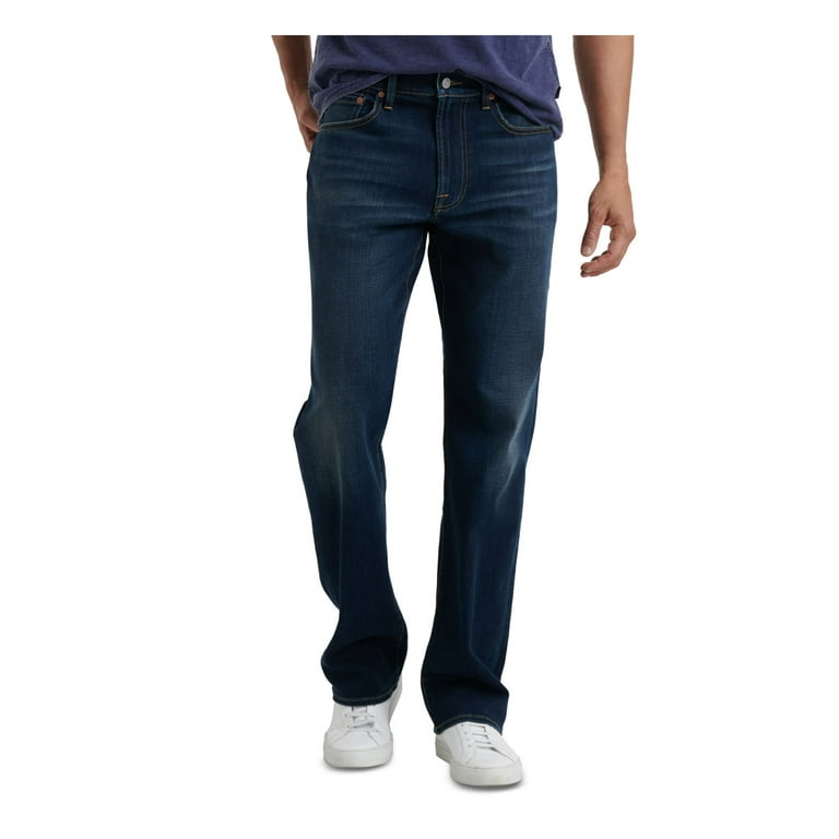 LUCKY BRAND Mens Navy Straight Fit Cotton Blend Denim Jeans 33 X