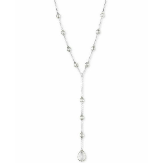 LUCKY BRAND SILVER TONE CRYSTAL LARIAT 20.5 +2" NECKLACE $45