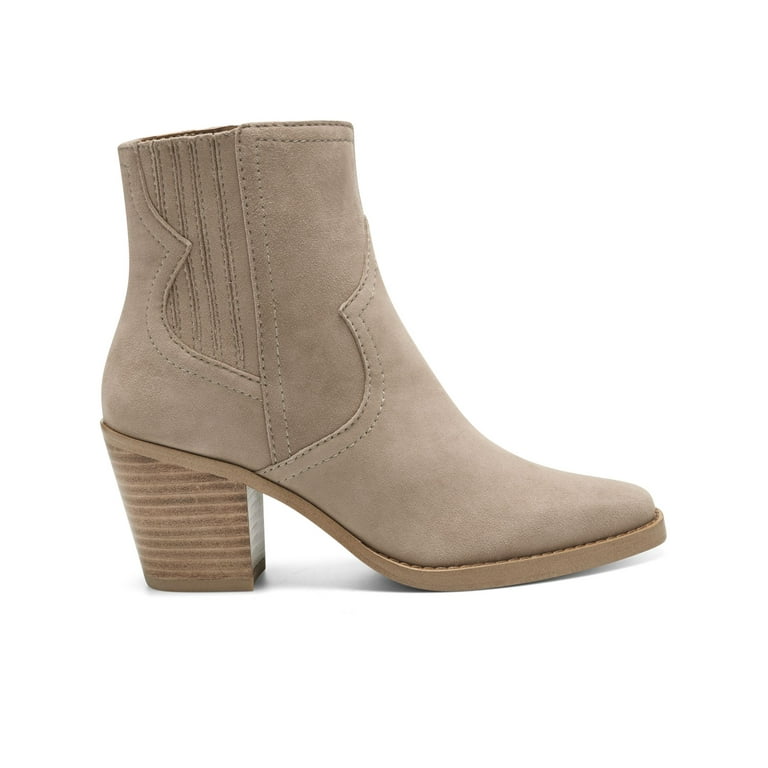 LUCKY BRAND Womens Beige Comfort Jaide Square Toe Block Heel Zip-Up Leather  Western Boot 5.5 M 