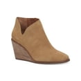thumbnail image 1 of LUCKY BRAND Womens Beige Cut Out Melendi Round Toe Wedge Zip-Up Leather Booties 8 M, 1 of 4