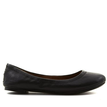 LUCKY BRAND Womens Black Flexible Cushioned Emmie Round Toe Slip On Leather Ballet Flats 7.5 M