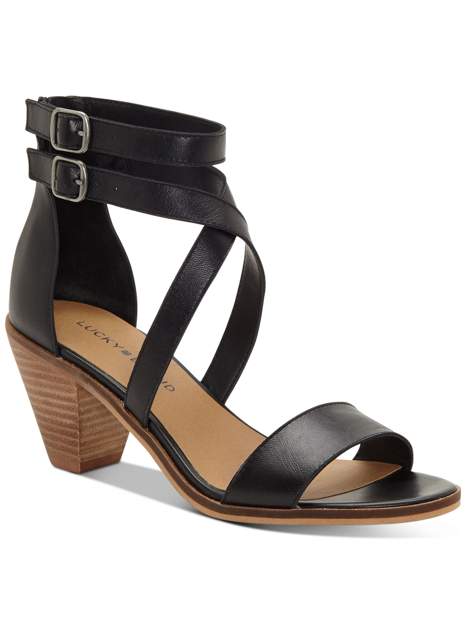 LUCKY BRAND Womens Black Snakeskin Strappy Stretch Cusioned Ankle