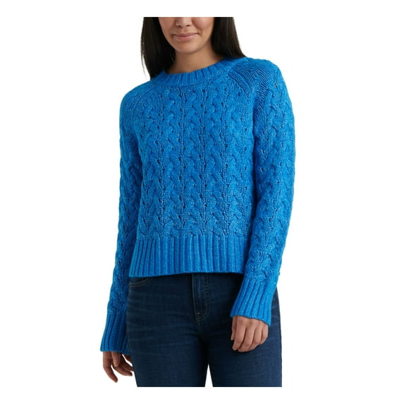 LUCKY BRAND Womens Blue Cable Knit Long Sleeve Crew Neck T-Shirt L