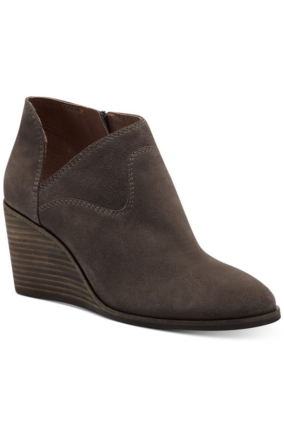 Womens Brown Padded Zollie Round Toe Wedge Zip-Up Leather Booties 11 M