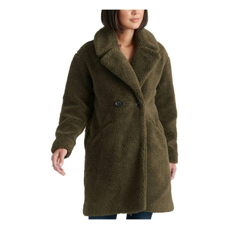 LUCKY BRAND Womens Green Faux Fur Button Down Jacket Size: XS