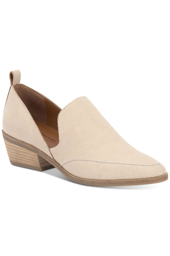 Womens Ivory Snake Side Cutouts Pull Tab Padded Mahzan Almond Toe Block Heel Slip On Suede Loafers Shoes 9 M