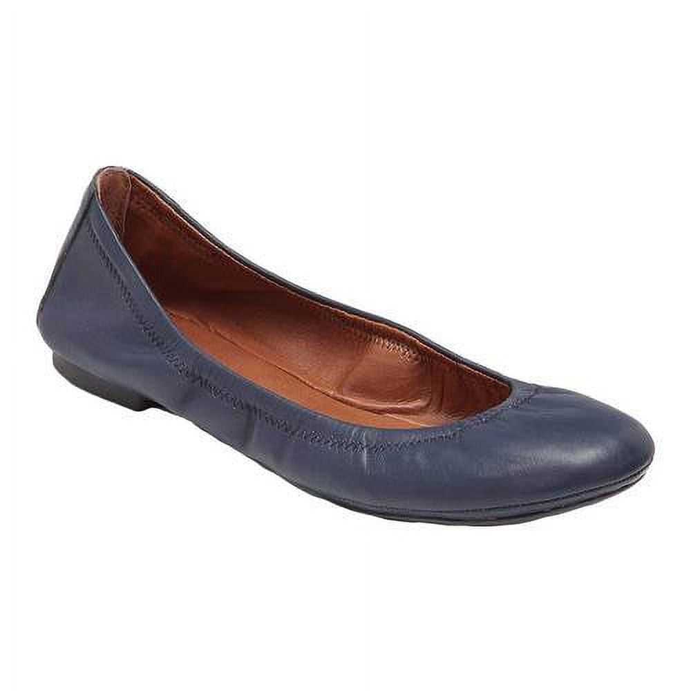 LUCKY BRAND Womens Navy Topstitching Ruched Cushioned Emmie Round Toe ...