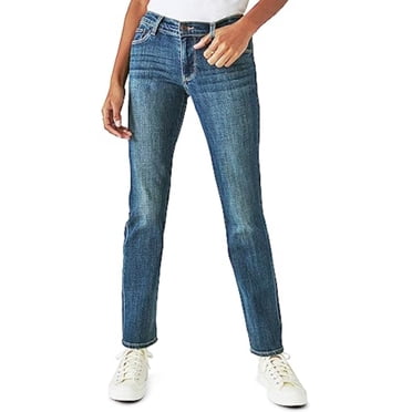 Sam Edelman Women's Frayed Pocketed Zippered Straight Leg Jeans Blue Size 27