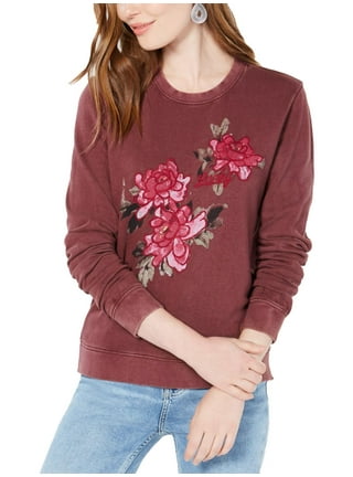 Lucky Brand, Tops, Lucky Brand Y2k Ombre Purple Knit Floral Embroidered  Long Sleeve Thermal Top