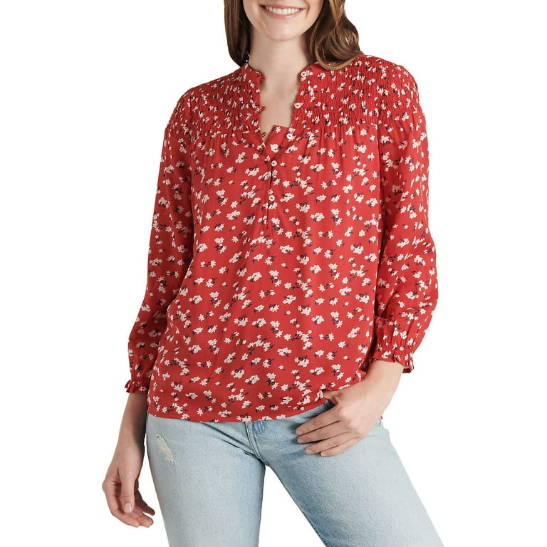 Lucky brand red blouse cheap
