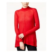 LUCKY BRAND Womens Red Sheer Long Sleeve Turtle Neck Casual Top L