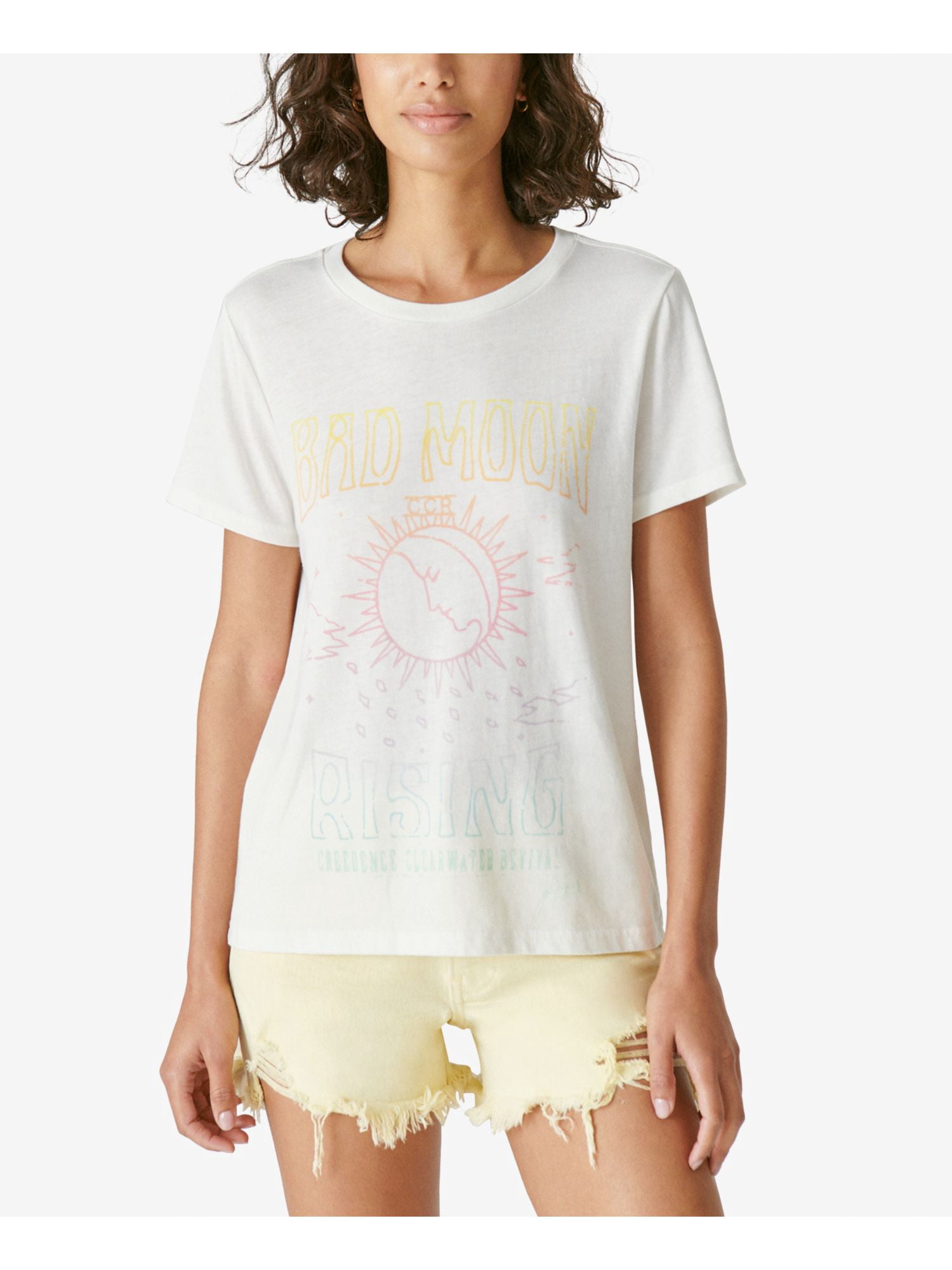 Lucky Brand Women's Short Sleeve Crew Neck Sandwash Dolman Tee - Casual Relaxed Fit T-Shirt